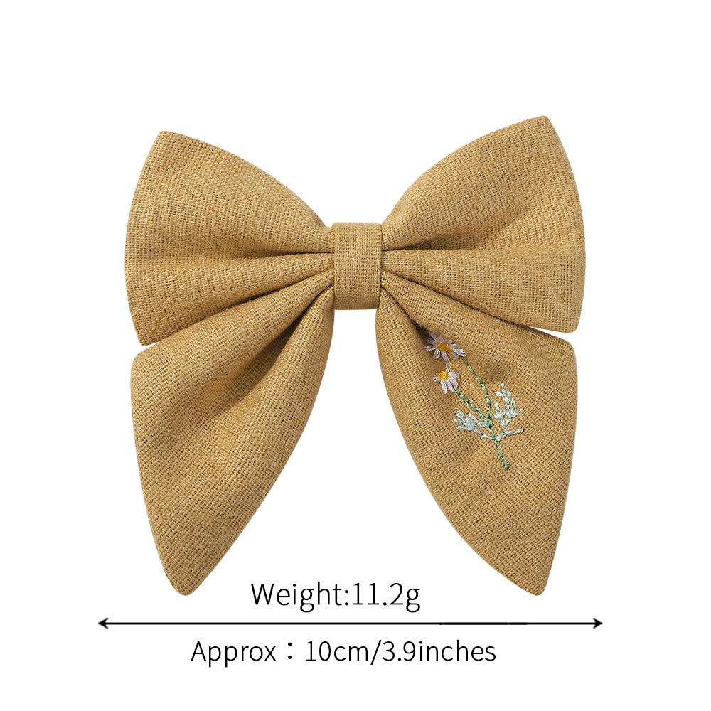 Flower Embroidery Bow Hair Clip Sweet Princess Girls Hair Clips Handmade Ribbon Bangs Hairpin Cute Bowknot Barrettes Headwear
