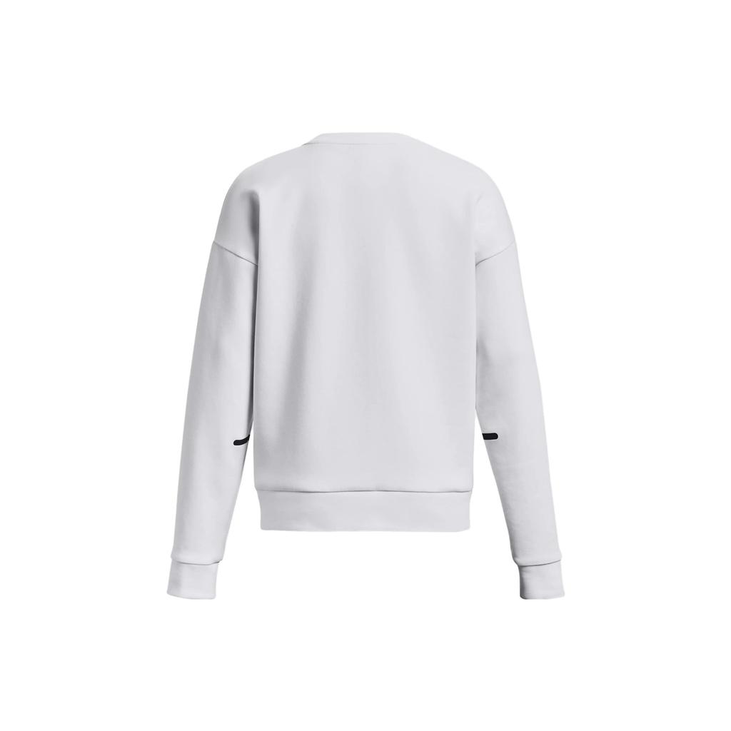 Under Armour Solid Color Crew Neck Casual Long Sleeve Sweatshirt Women Sweatshirt White 1379835-100