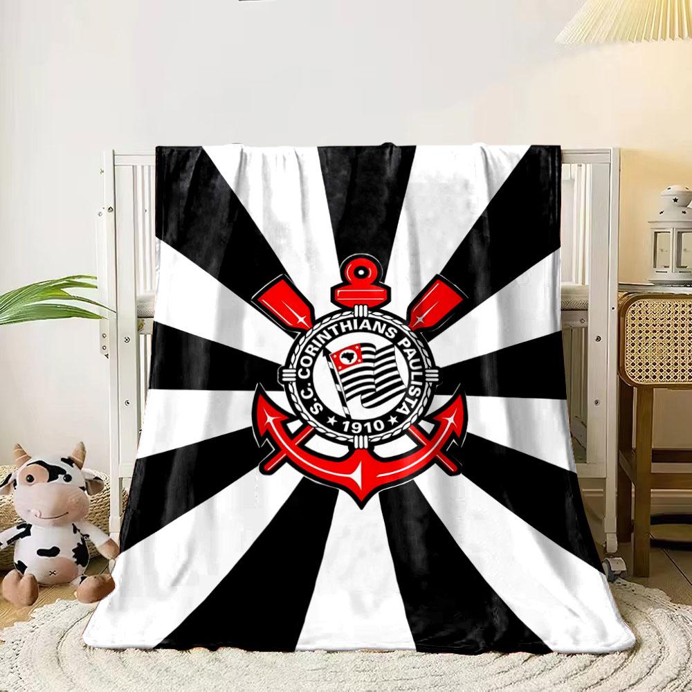 Black and white radial stripes with a detailed red and white emblem. for all seasons blanket lunch break throw gift