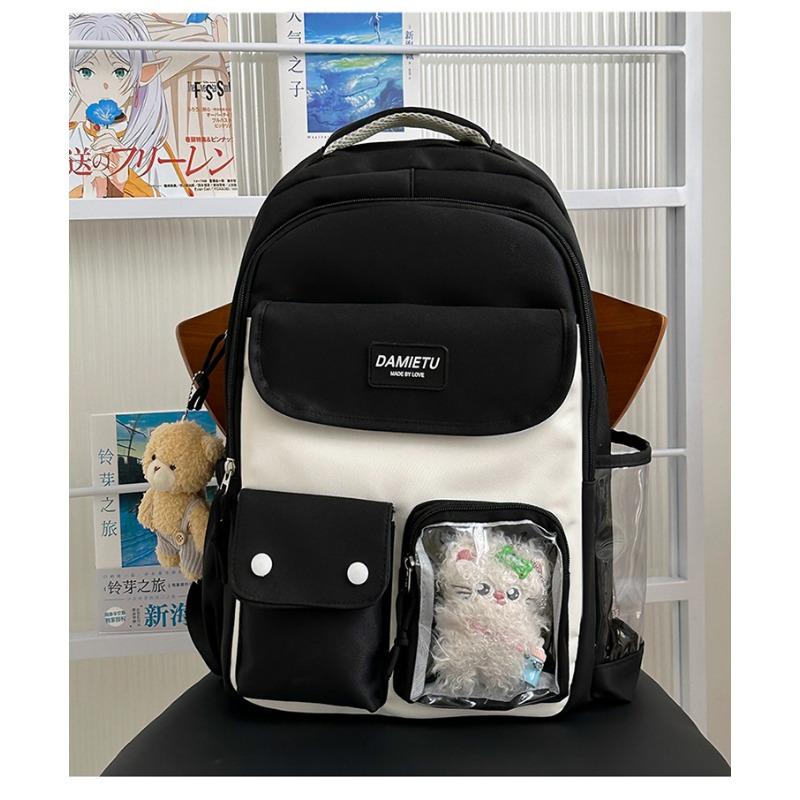 High school students large-capacity backpack new fresh and sweet two-dimensional color contrast bar