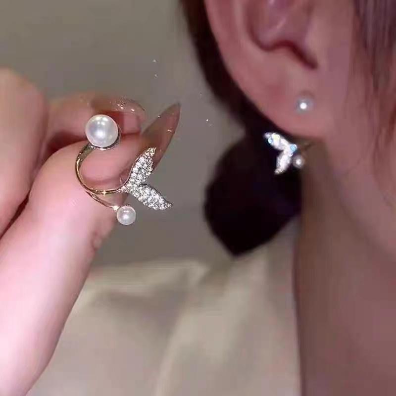 Trend Unique Design Elegant Delicate Zircon Pearl Flower Earrings Women Jewelry Wedding Party Gifts