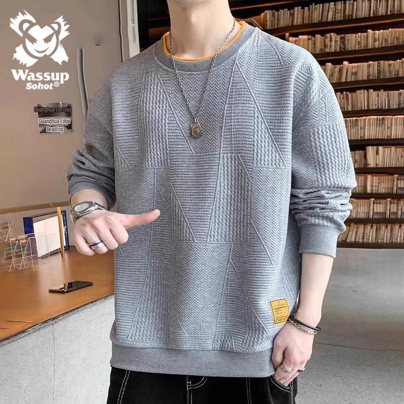 Wassup Sohot Men's Waffle Knit Long Sleeve Top