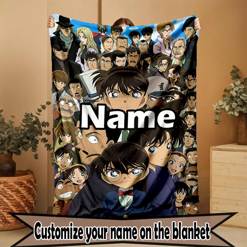 Manta Personalizada con Nombre y Estampado de Anime, Decoración del Hogar, Dormitorio, Sofá, Acampada, Sillón, Regalos para Cumpleaños Navidad