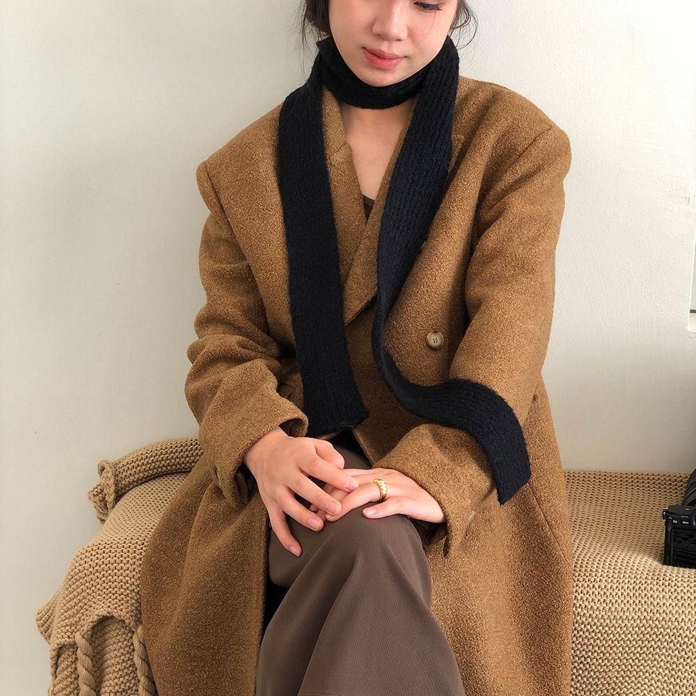 Alleskombinierbarer einfarbiger Wollschal Harajuku Y2K Strickschal Koreanischer Stil Warm halten Lange schmale Schals Outdoor