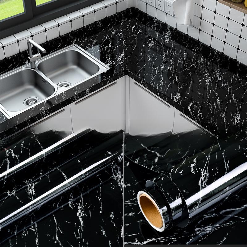 Marble Kitchen Oil-Proof Film Stove Waterproof Moisture-Proof Self-Adhesive Wallpaper Countertop Cabinet Renovation Tile Sticker