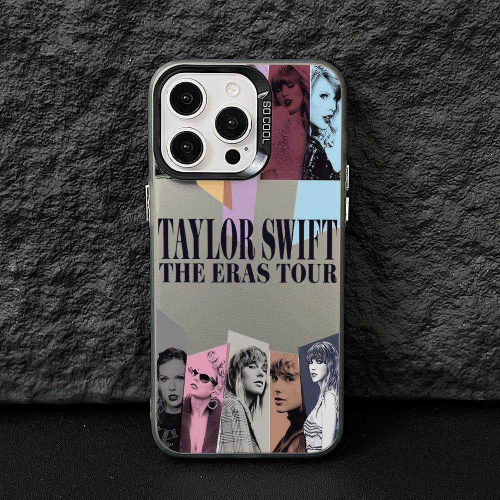 Funda de Teléfono para iPhone 17 Air 16 16e 15 14 Plus 13 12 11 Pro Max X Xs XR 8 Cantante Chica T-Taylors Colorida Plata Cubierta Dura