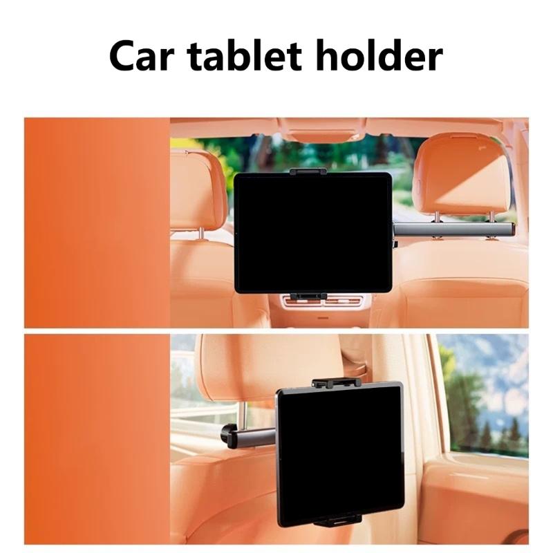 Car Headrest Phone Tablet Holder Double Rod Foldable 360 Degree Rotating Stand Holder Universal Vehicle Backseat Mount