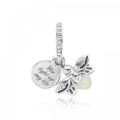 PAndora 799352c01 Glow In The Dark Firefly Pendant And Dangle Silver Charm