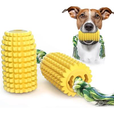 Brinquedos de mastigação para cães de espiga de milho para mastigadores agressivos com corda de algodão mordedora, escova de dentes interativa indestrutível para cães, brinquedos de mordida