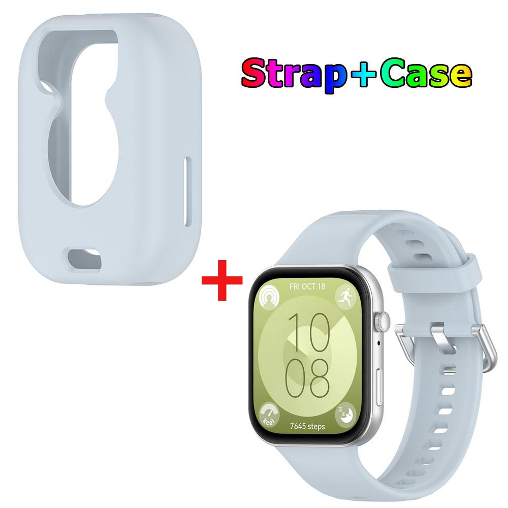 Silicone Watch Strap + Protective Case For Huawei Watch Fit 3 Watchband Bracelet Band Correa Screen Protector Cover Shell