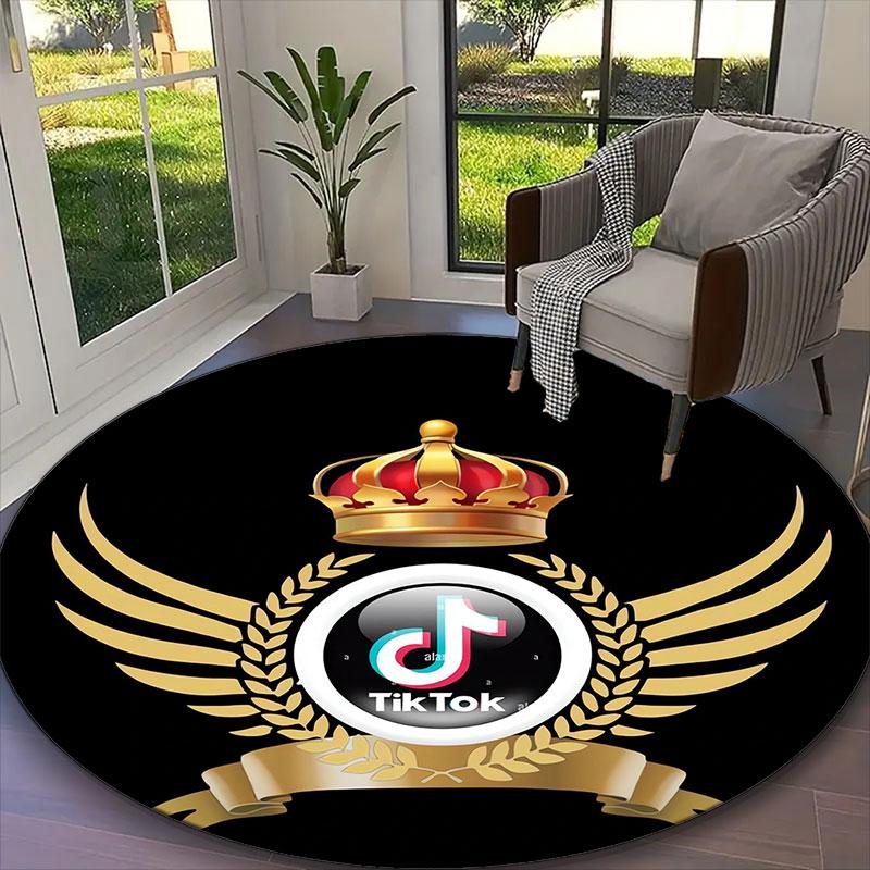 [Neon Music Note Printed Carpet] Non-slip Office Rug, Cozy Round Carprt for Living Room Use, Soft Home Sofa Chair Mat