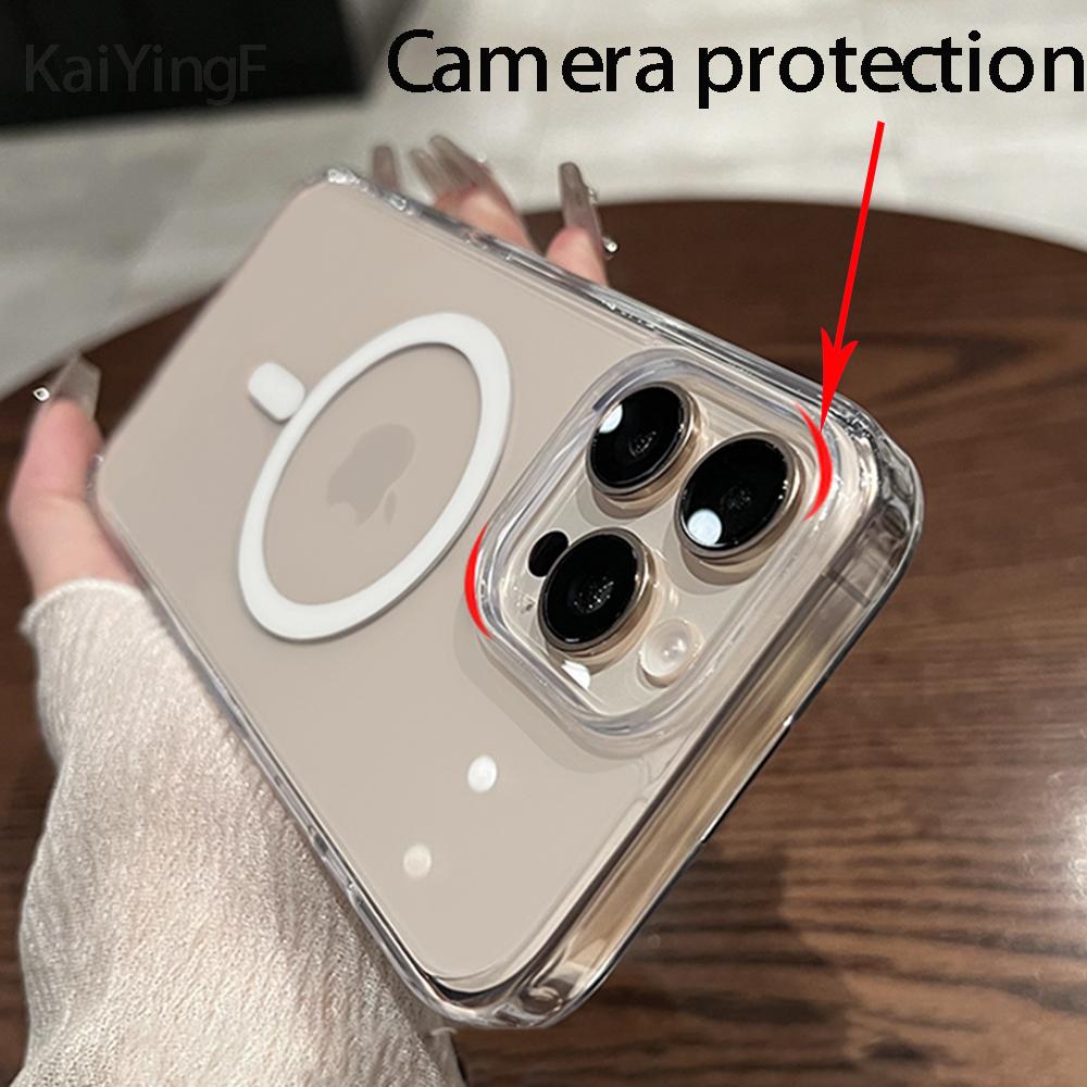 Pro Magesafe Magnetický Průhledný Bezdrátový Nabíjecí Kryt Pro iPhone 16 Pro Max Plus Ovládání Fotoaparátu Tlačítko Snímání Průhledný Kryt
