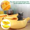 Lustiges Niedliches Bananen-Katzenbett für Hunde Welpen Tragbarer Warmer Haustierkorb Zwinger Katzen zum Schlafen Hund Bananennest Kann Geöffnet und Geschlossen Werden