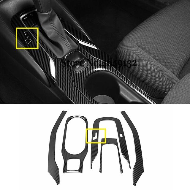 5 Pcs Stainless Steel Carbon Fibre Gear Shift Panel Water Cup Holder Cover Trim For Toyota Corolla  Interior Accessories