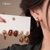 Autumn and Winter Maillard Geometric Resin Water Drop Earrings Stud Earrings Fashion Personality Earrings