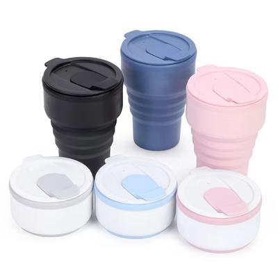 Copo de Café Dobrável de Silicone 375ml Copo de Viagem Portátil Copos Dobráveis com Tampa Cozinha
