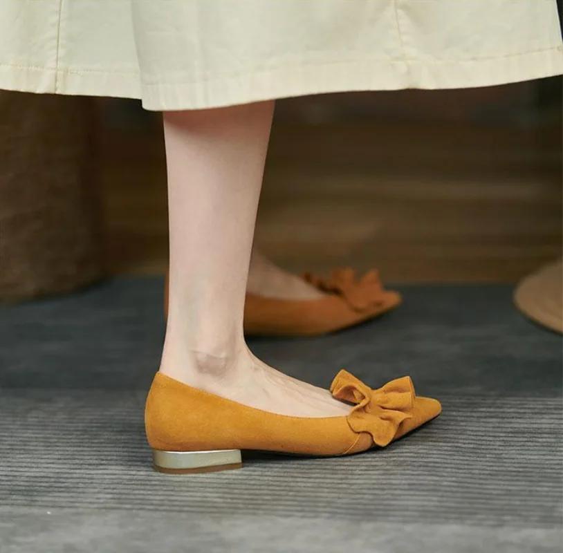 Fashion Luxury Leather Casual Shoes For Women Square Heels Low Heel Elegant Woman Footwear Pointed Toe Pleated 39 Quick Delivery Dress L
