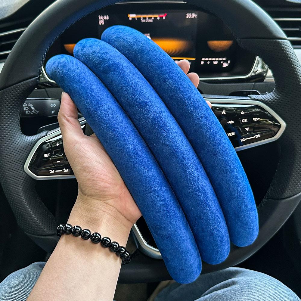 1Pair  Laser Carbon Fiber Silicone Car Steering Wheel Cover 1K Micro Fiber Leather PVC Wheel Booster Cover Non-Slip Universal