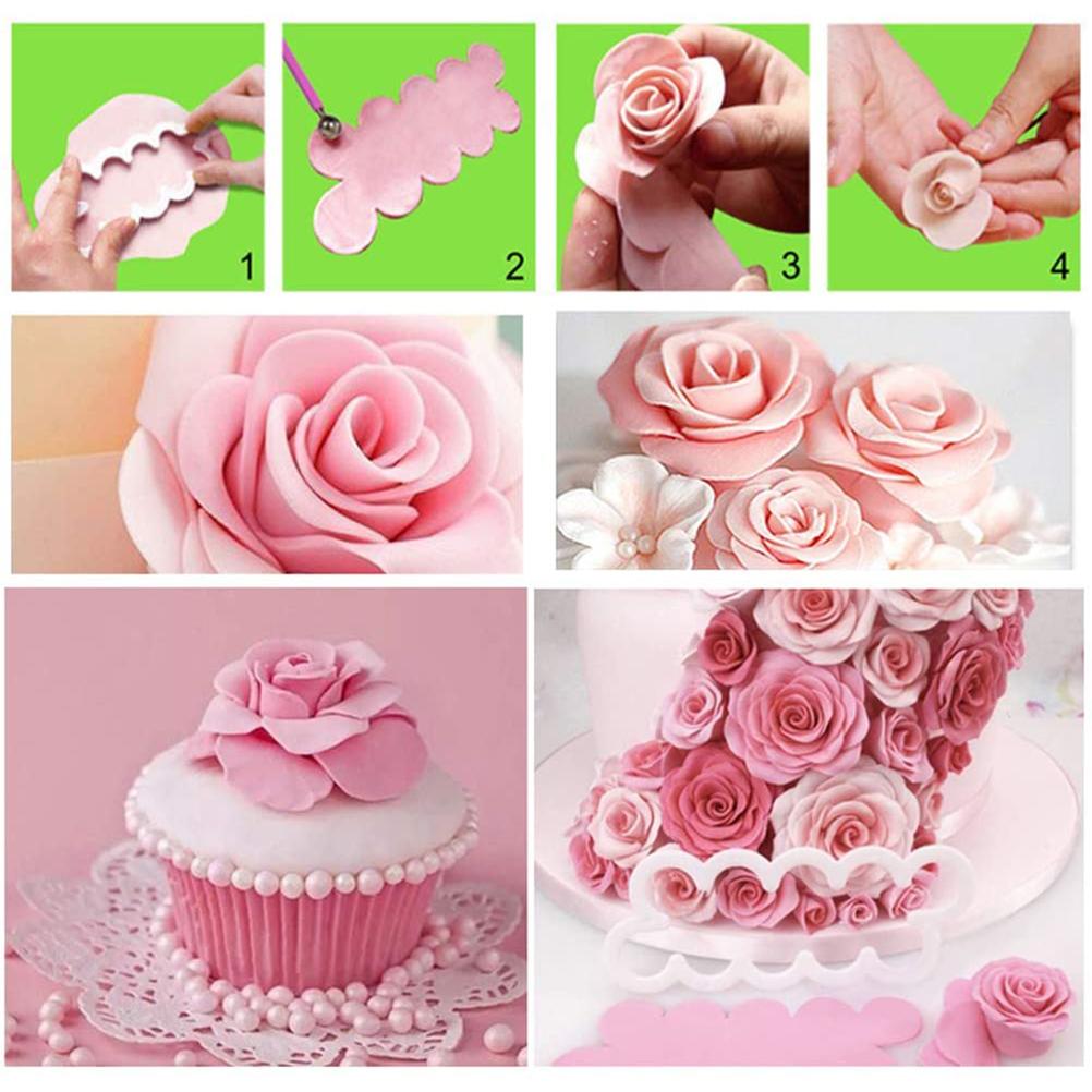 3 szt. Formy płatków róży Wykrawacz płatków róży do dekoracji ciasta, lukru plastycznego, narzędzia do pieczenia
