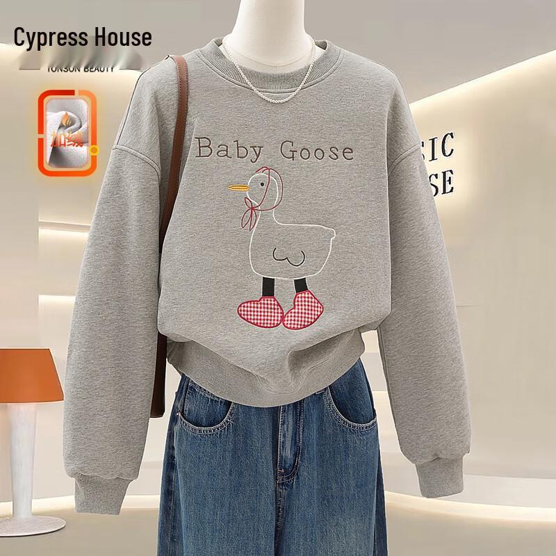 

Women s Cartoon Duck Embroidered Fleece Sweatshirt M
