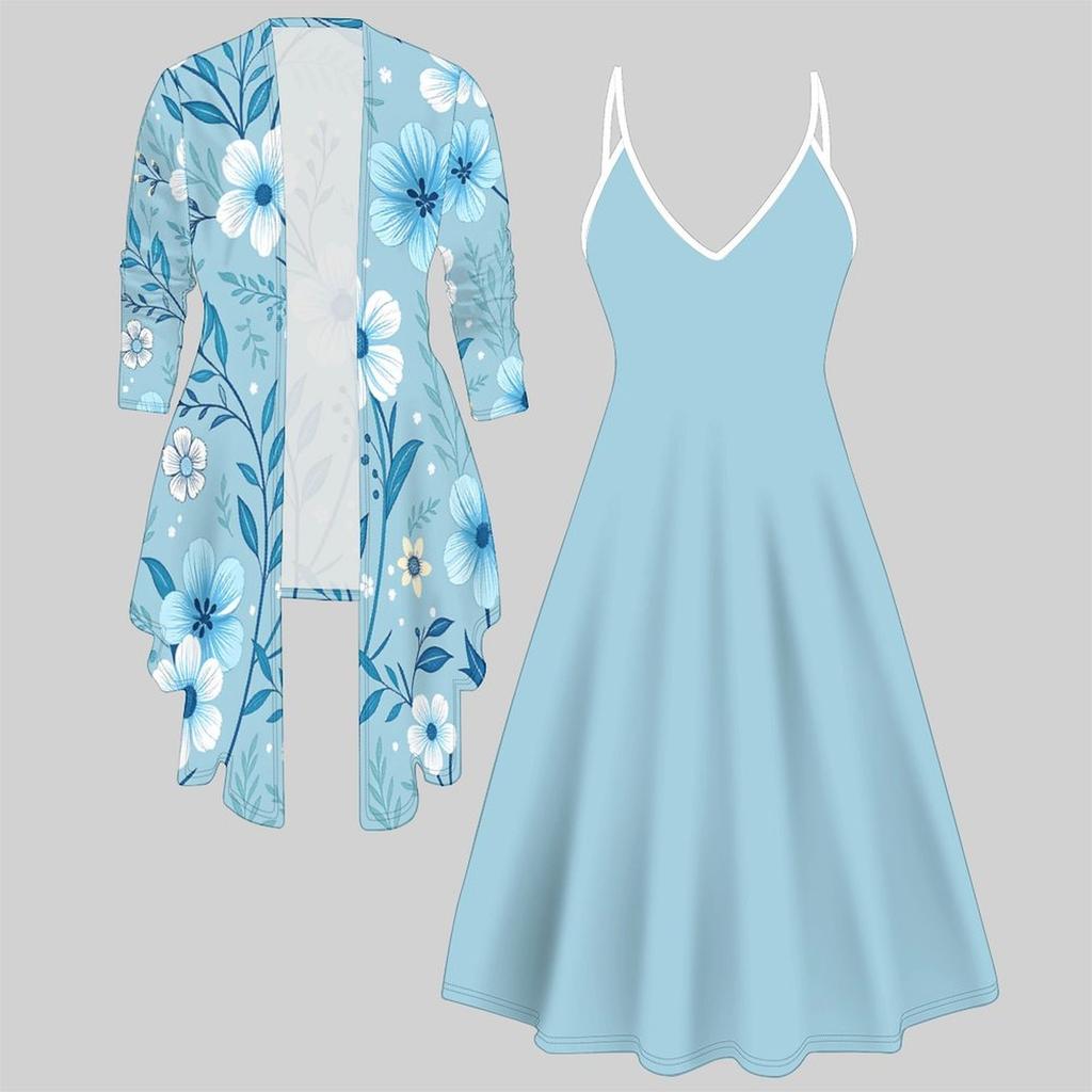 3D  Printed  Set Dress Coat ,  Double Spelling with Diverse Colors and Shapes  Fashion Print,suitable for Various Scene Fashion Styles