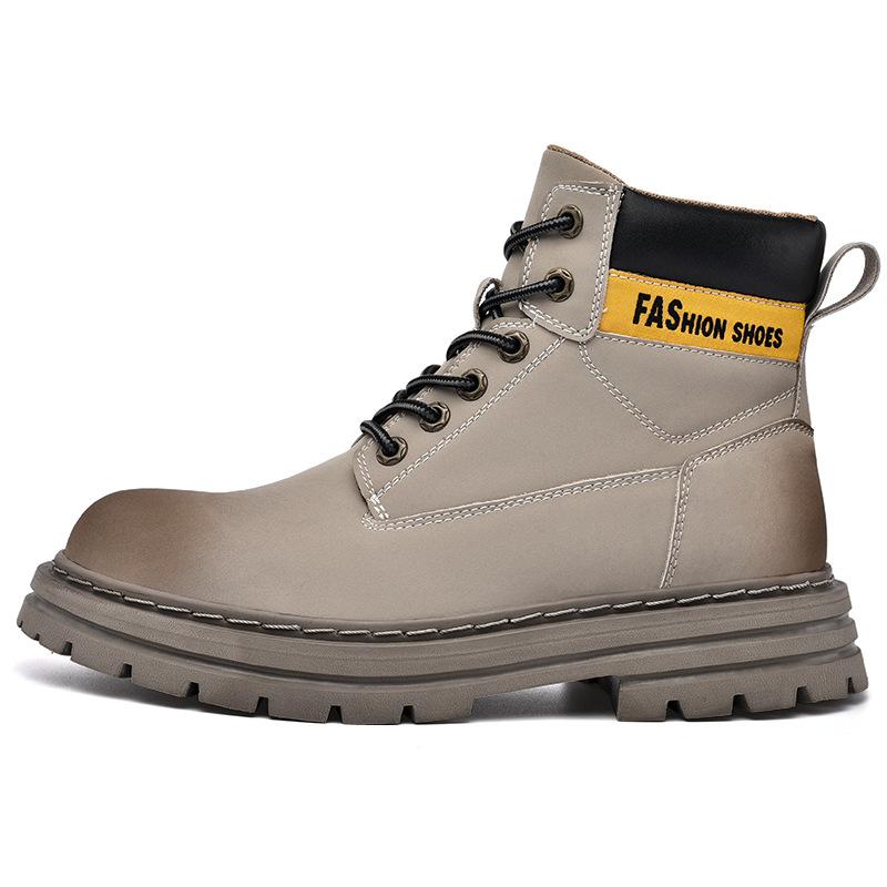 

Зимние высокие рабочие ботинки в британском стиле с толстой подошвой, рабочие ботинки, мужские водонепроницаемые ботинки среднего размера в стиле ретро для байкеров 46