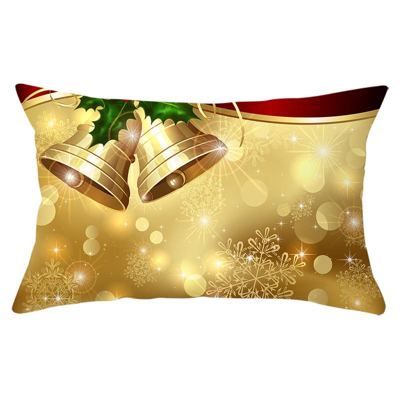 New Christmas Peach Skin Waist Pillowcase Gold Series Sofa Cushion Cover Bedside Pillow Cover
