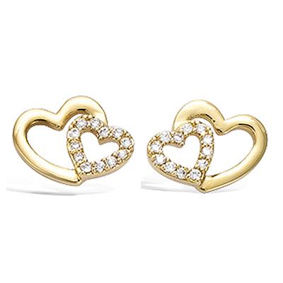 [N6870] - Gold Plated 'Love' Earrings White Gold - 12x10 Mm