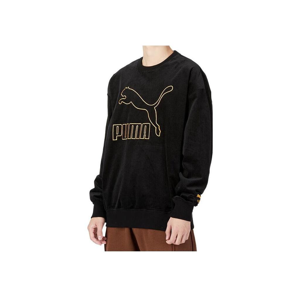 Puma Logo Print Crew Neck Pullover Sweatshirt Men Tops Black 539834-01