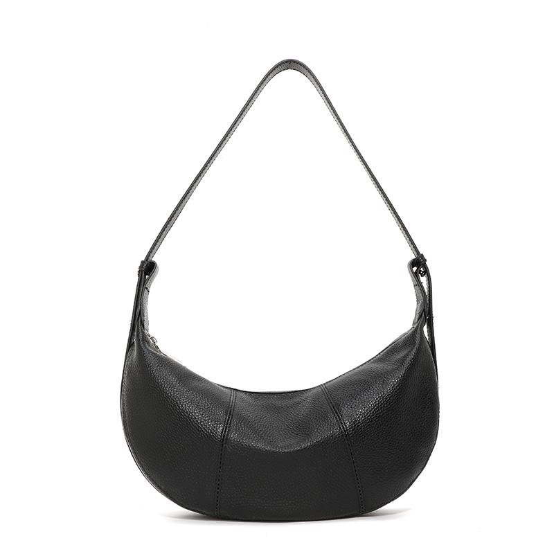 2026 New Arrival Women's Genuine Leather Crescent Vintage Solid Hobo Shoulder Bag Soft Cowhide Crossbody Bag for Daily Commute