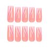 Removable Pink Glitter Patchwork Long Wearable Nails with Nail Art Tips