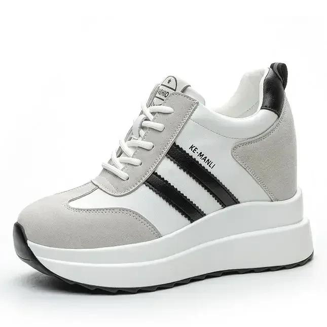 

10CM 2025 New Platform Wedge Sneakers Chunky Shoes Genuine Leather for Women Summer Shoes Spring Autumn Walking Sneakers Fashion 34