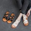 2025 new summer cowhide cross flat heel rubber soft sole casual breathable light foot cover solid color Roman sandals women