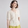 [Dark Pattern Jacquard] Spring and Summer V-neck Lantern Short Sleeved Silk Top Heavy Duty Mulberry Silk Women's T-shirt