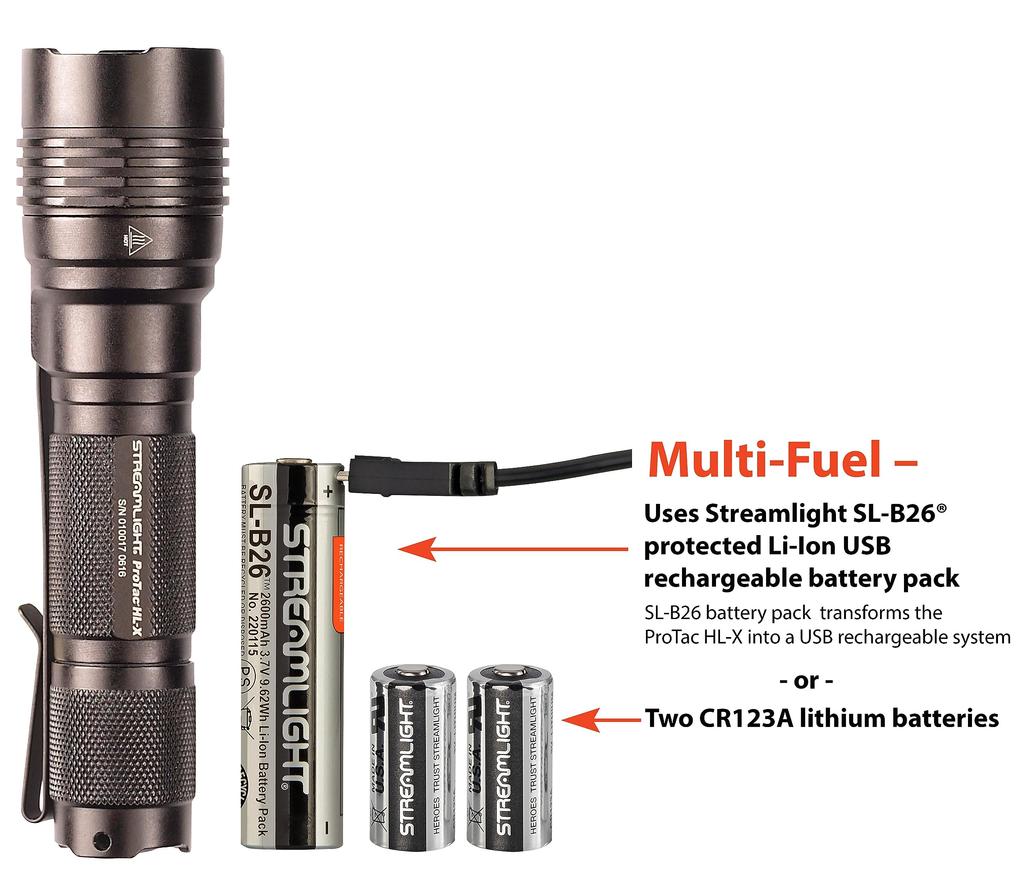 Streamlight ProTac CR123A LED Lommelykt 1000 88064 HL-X (Svart) Lumens, (Streamlight)