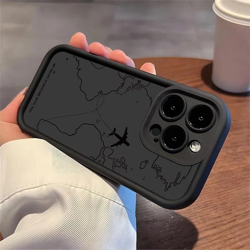 Travel-Inspired Airplane Route Case for Xiaomi Redmi Note 14 13 12 Pro Plus 5G 13 12S 12 11S 11 10 Redmi 13C 14C Anti-fall Cover