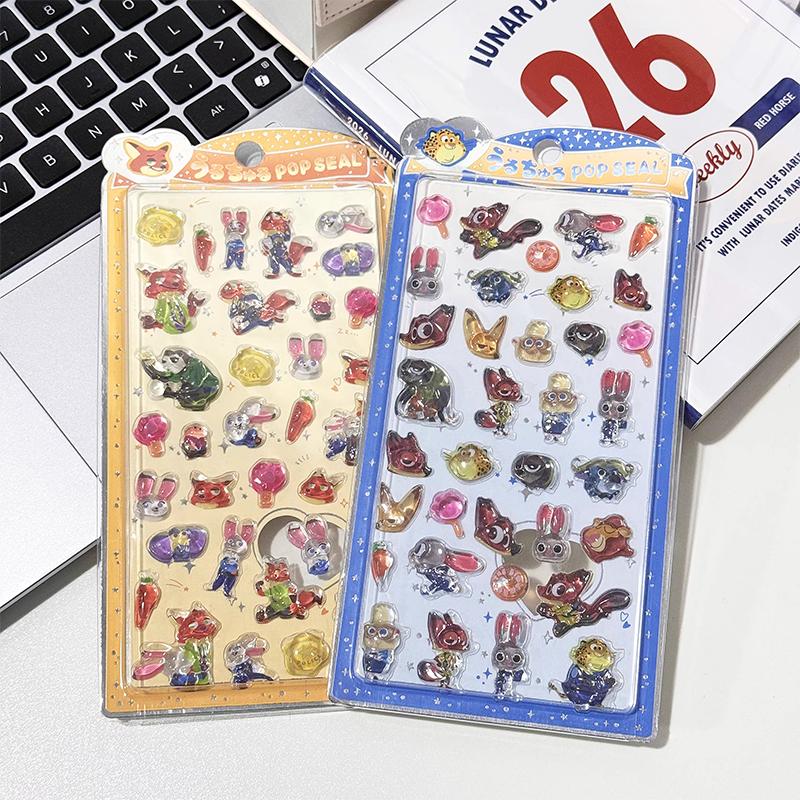 Cartoon Zootopia Judy Nick 3D Stickers Cute Diy Mini Kawaii Puffy Stickers Scrapbook Laptop Phone Case Crystal Stickers
