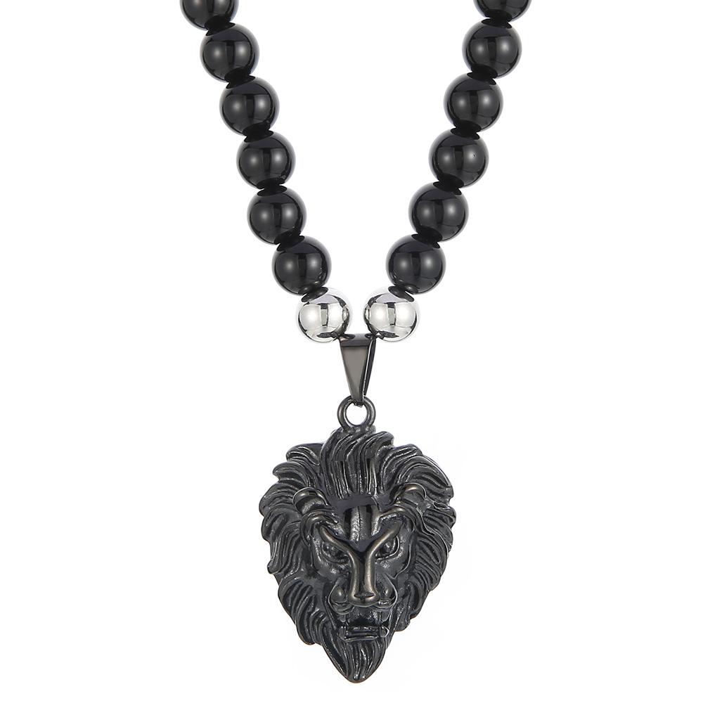 

Ожерелье с подвеской в виде головы льва в стиле стимпанк для мужчин с 66-сантиметровой цепочкой из агата, черное золото, хип-хоп-ювелирное украшение, смелое ожерелье 66CM чёрный