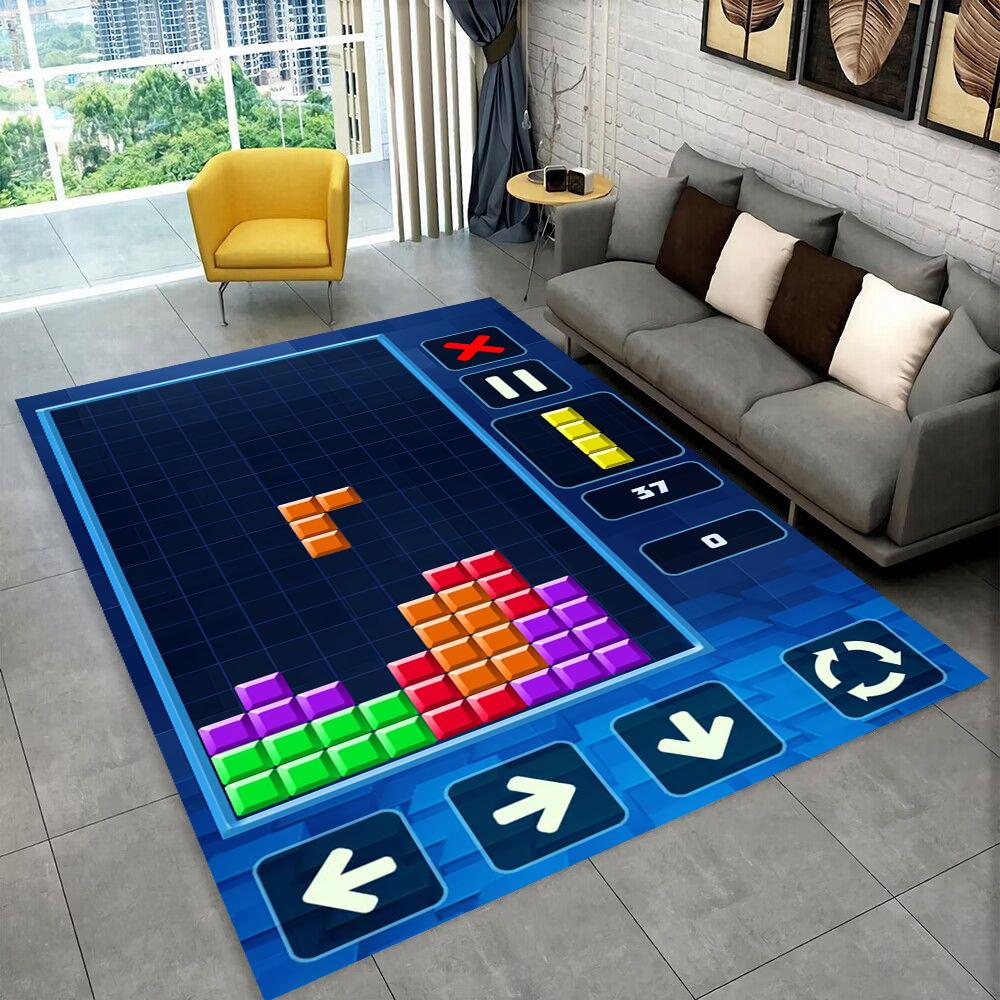 3D Retro Game Tetris Gamer Cartoon Area Rug,Carpet for Home Living Room Bedroom Sofa Doormat Decor,kid play Non-slip Floor Mat