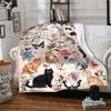 Cats And Flowers Home Customize Your Name Blankets Soft Cozy Lightweight Blanket For All Seasons Perfect For Picnics Sofa Office Bed Living Room Ideal