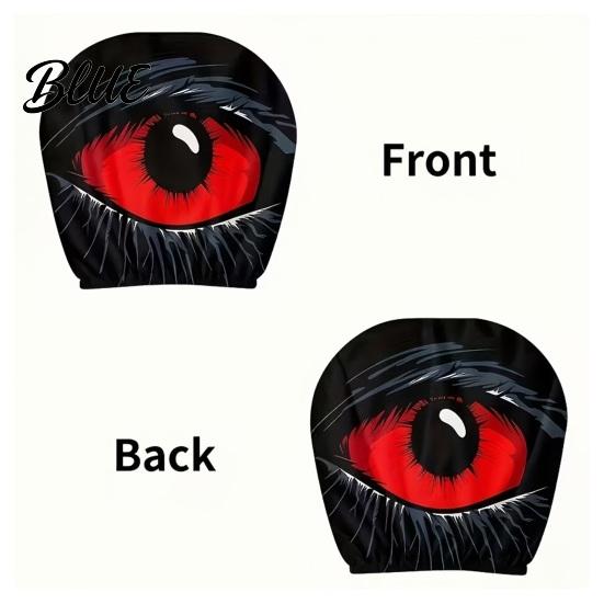 Skin-friendly Car Accessory 2 Pcs Red Demon Eye Headrest Covers Universal Washable Cover Pillow Cases Breathable Decor for Vehicle Interior