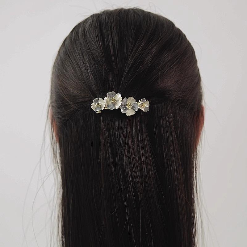 Exquisite Design Sense Flower Vertical Hair Clip, Women's Flower One-line Clip, Elegant Hair Clip At The Back of The Head