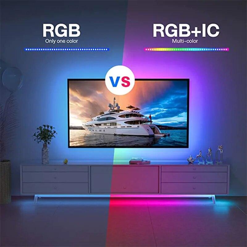 10m Usb 2835 Led Strip Light Rgb Remote Control Lights Flexible Lamp Tape Ribbon Tv Desktop Screen Back Light Diode Tape