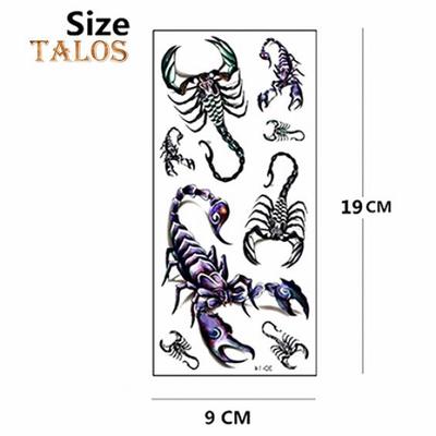 Tatuaggi temporanei adesivi per tatuaggi temporanei impermeabili re scorpione 3D divertenti alla moda da uomo