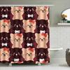 Kitten Shower Curtain Set Red And Pink Cat Print Fabric Waterproof Bath Decor For Bathroom Accessories Home Supplies