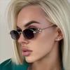 Bling Rhinestone Sunglasses Small Anti-Blue Light Spectacles Retro Oval Women Eyewear Outdoor