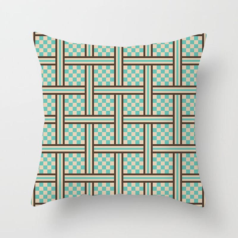 Neuer Karomuster Geometrischer Kissenbezug Haus Sofa Kissenbezug