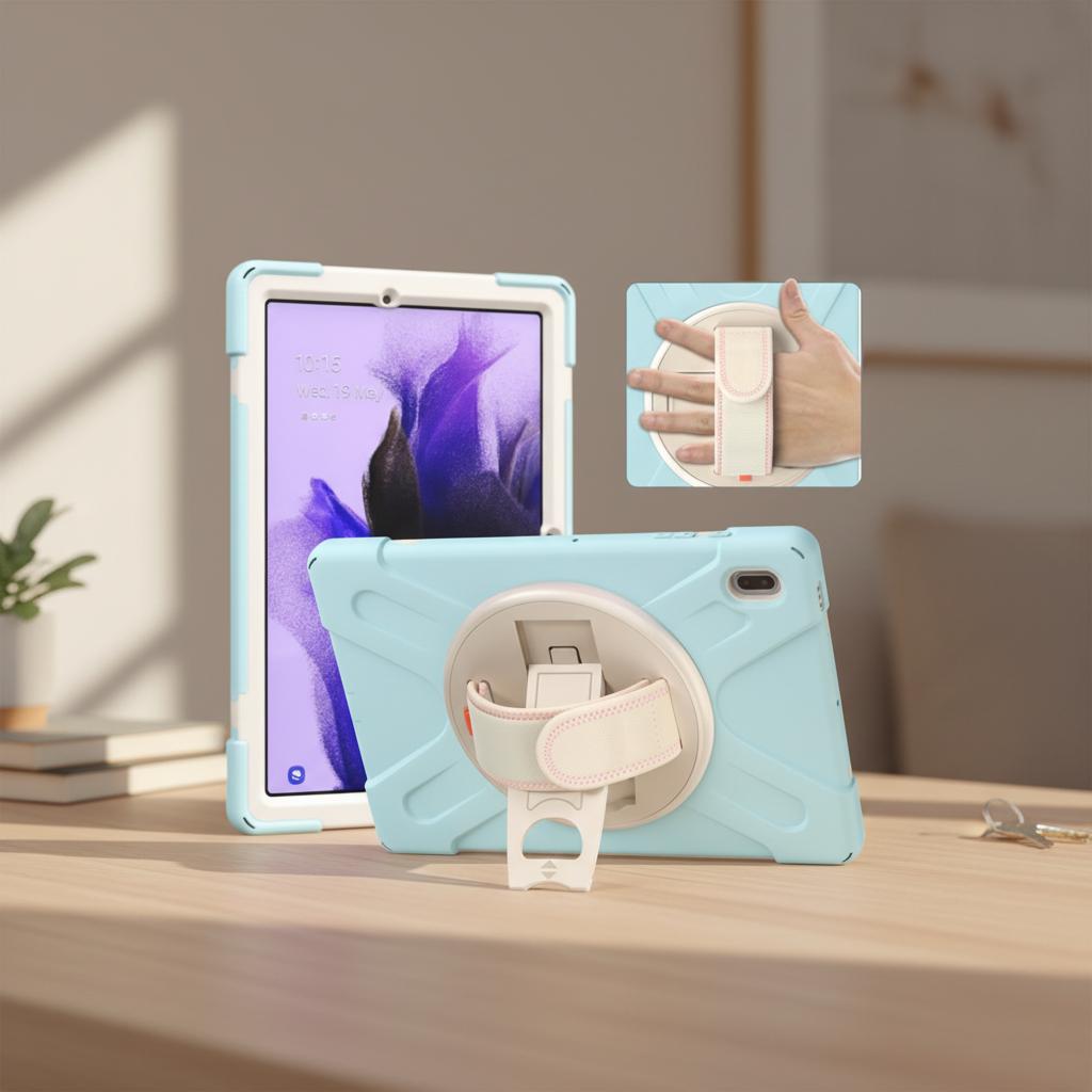 Full Body Shockproof Tablet Cover for Samsung Galaxy Tab S7 FE 12.4 T730 With Hand Strap Rotating Kickstand