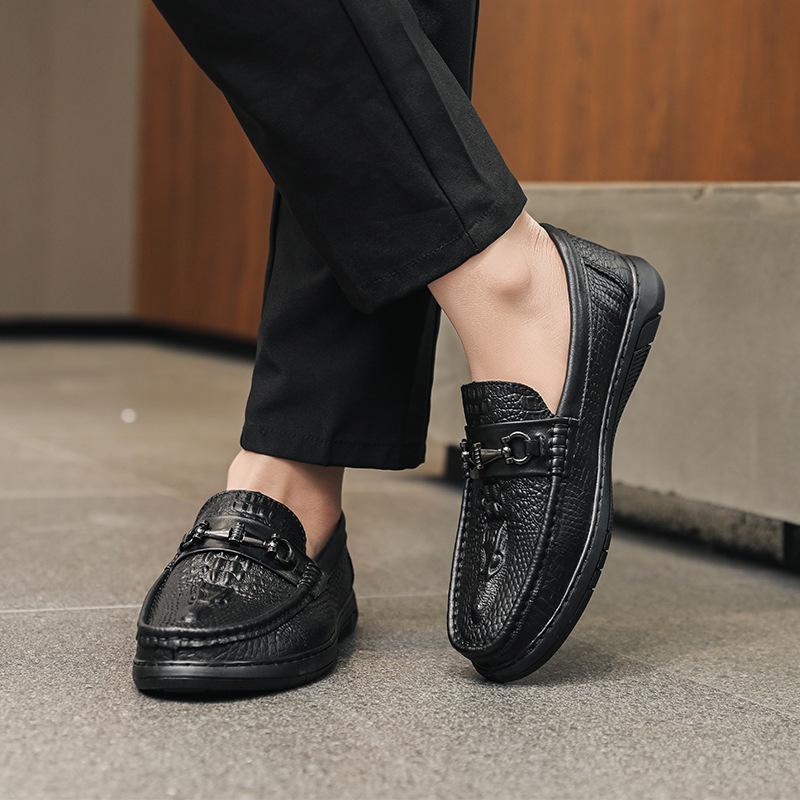 Spring Trendy Men's All-Matching Slip-on Casual Leather Shoes Business Casual Shoes Men's Breathable Non-Slip Shoes