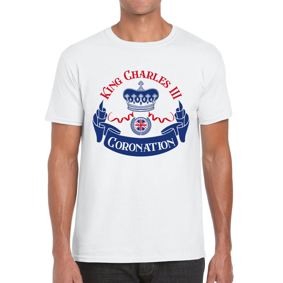 King Charles III Coronation Royal Crown CR III God Save The King Union Jack His Majesty Mens Tee Top XL